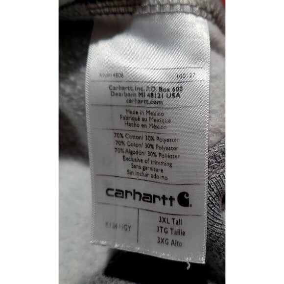 Carhartt Mens K124 Midweight CREWNECK Sweatshirt 3XL-TALL BIG WORKWEAR Loose - Picture 5 of 6